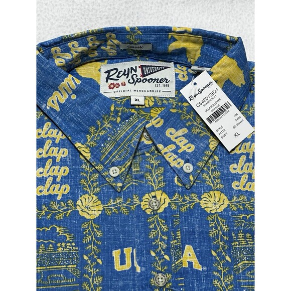 Reyn Spooner UCLA Bruins Mens Classic Hawaiian 1/4 Button Shirt XL New NWT *READ - Picture 4 of 10
